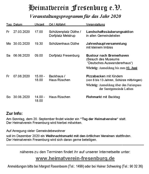 Veranstaltungsprogramm 2020 Veranstaltungsprogramm 2020